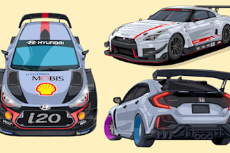 draw awesome car illustration detailing