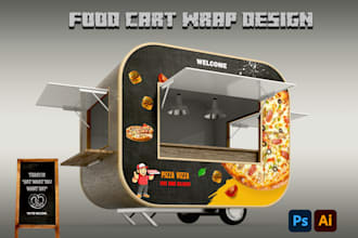 design food truck, food cart, food stall, food van, food trailer wrap design