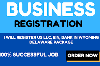 register us llc, ein, bank in wyoming delaware package