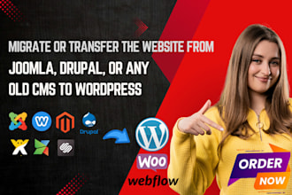 migrate website from joomla, drupal, modx, duda, wix or any cms to wordpress