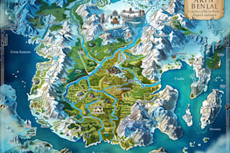 design a festival map illustration, fantasy map, city map, site map, tourist map