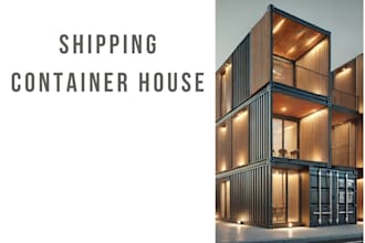 design a modern container home with floor plans and elevations