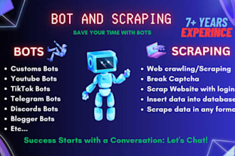 create telegram, instagram, discord ,trading, bots with python