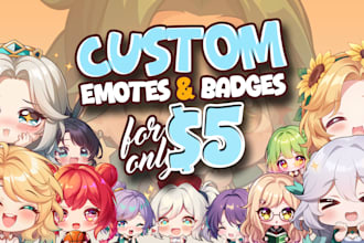 draw cute chibi emotes, sub badges for twitch, discord, vtuber stream