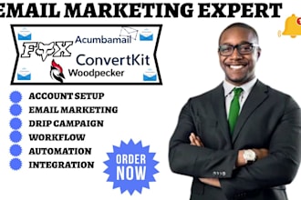 setup sendfox acumbamail email template woodpecker keap convertkit automation va