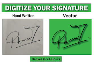 digitize your handwritten signature into a vector text logo