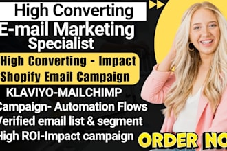 manage shopify email marketing specialist setup klaviyo flows mailchimp campaign