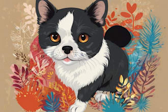 draw pet portraits character logo and friendship portrait