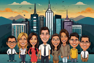 draw caricature character logo and friendship portrait
