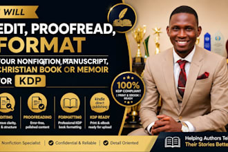 edit, proofread, format nonfiction manuscript christian book or memoir for KDP