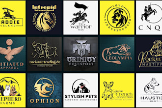 create an impressive horse dog longhorn animal pet logo