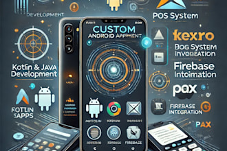 develop a custom android app using kotlin, java, or flutterflow