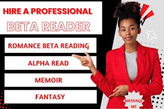 alpha or beta read memoir fantasy  romance novel short stories manuscript