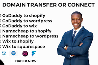 connect domain transfer domain to shopify, wix, wordpress, squarespace