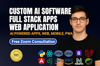 do custom ai software, web application, full stack, ai software developer ai web
