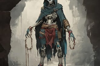 create a fantasy horror and fantasy horror character art