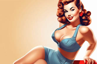draw a realistic vector sexy pin up girl in my style