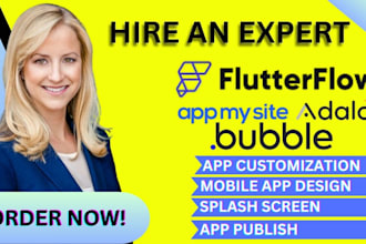 do app publish mobile app design on adalo flutterflow bubble io appmysite expert