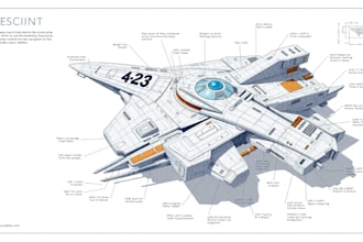 design a spaceship, sci fi illustration and sci fi art