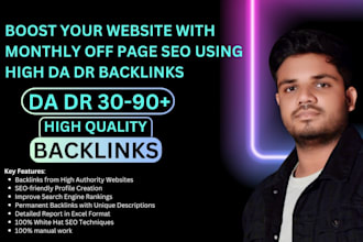 boost your website with monthly off page SEO using high da DR backlinks