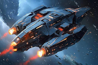 illustrate a sci fi spaceship design