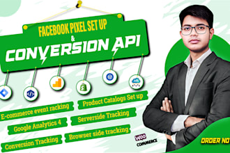 setup facebook pixel and conversion API, ga4 ecommerce tracking by GTM