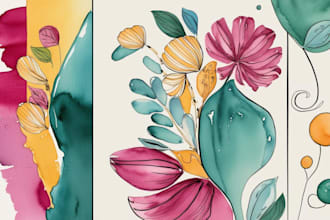 create watercolor and digital illustrations
