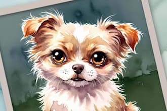 draw a watercolor portrait of your cat dog animal pet