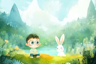 watercolor children storybook illustration