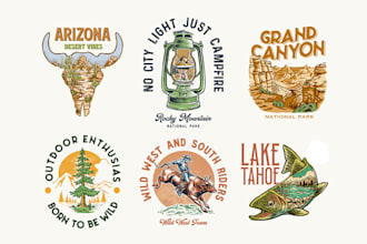 western vintage logo and tshirt with hand drawn design