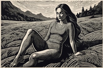 draw portrait photo in linocut style