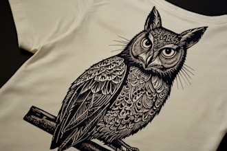 create animal linocut tshirt design for brands