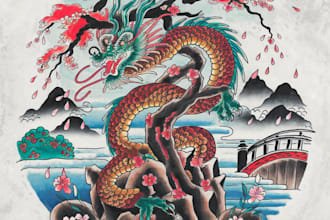 create japanese or oriental tattoo design for you