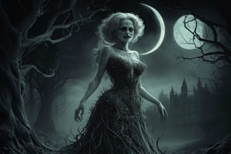 do awesome artwork for dark art, horror, creepy illustration