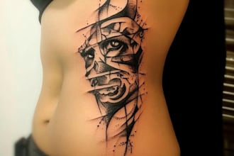 design a beautiful line art tattoo design