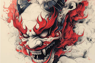 design a japanese hannya mask tattoo for you