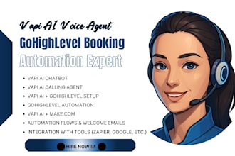 vapi ai voice call, gohighlevel booking, make com automation, vapi ai chat bot