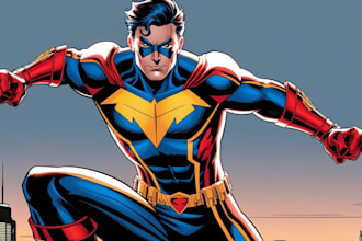 create concept art superhero character design for comics