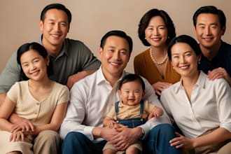 draw a realistic family or group portrait from a photo