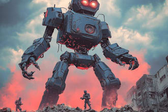 design futuristic mecha robots and pilots cyberpunk concept art