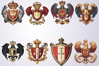design a unique heraldic family crest and coat of arms logo