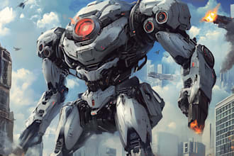 draw mecha robot armor character concept art for you