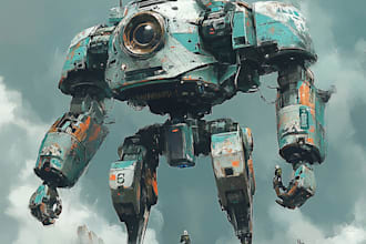 do anime style mecha robot illustrations