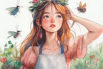 create watercolor and digital illustrations
