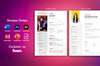 do professional resume design, CV design, resume template cv template for you