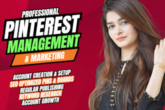 do pinterest marketing and management with setup, optimization and SEO for pins