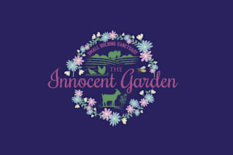 design awesome farm animals bees logo