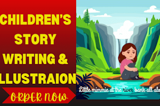 illustrate children book, write thrilling bed time short story, ebook paperback