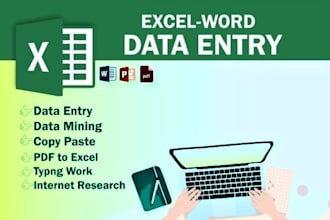 do invoice data entry, excel formatting, and file management