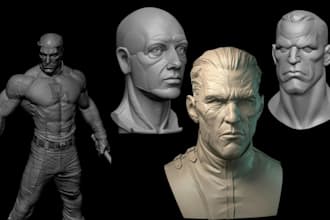 do realistic 3d bust 3d head 3d full body design 3dstatue stl for 3d printing